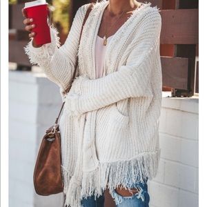 NWOT VICI shimmer fringe cardigan